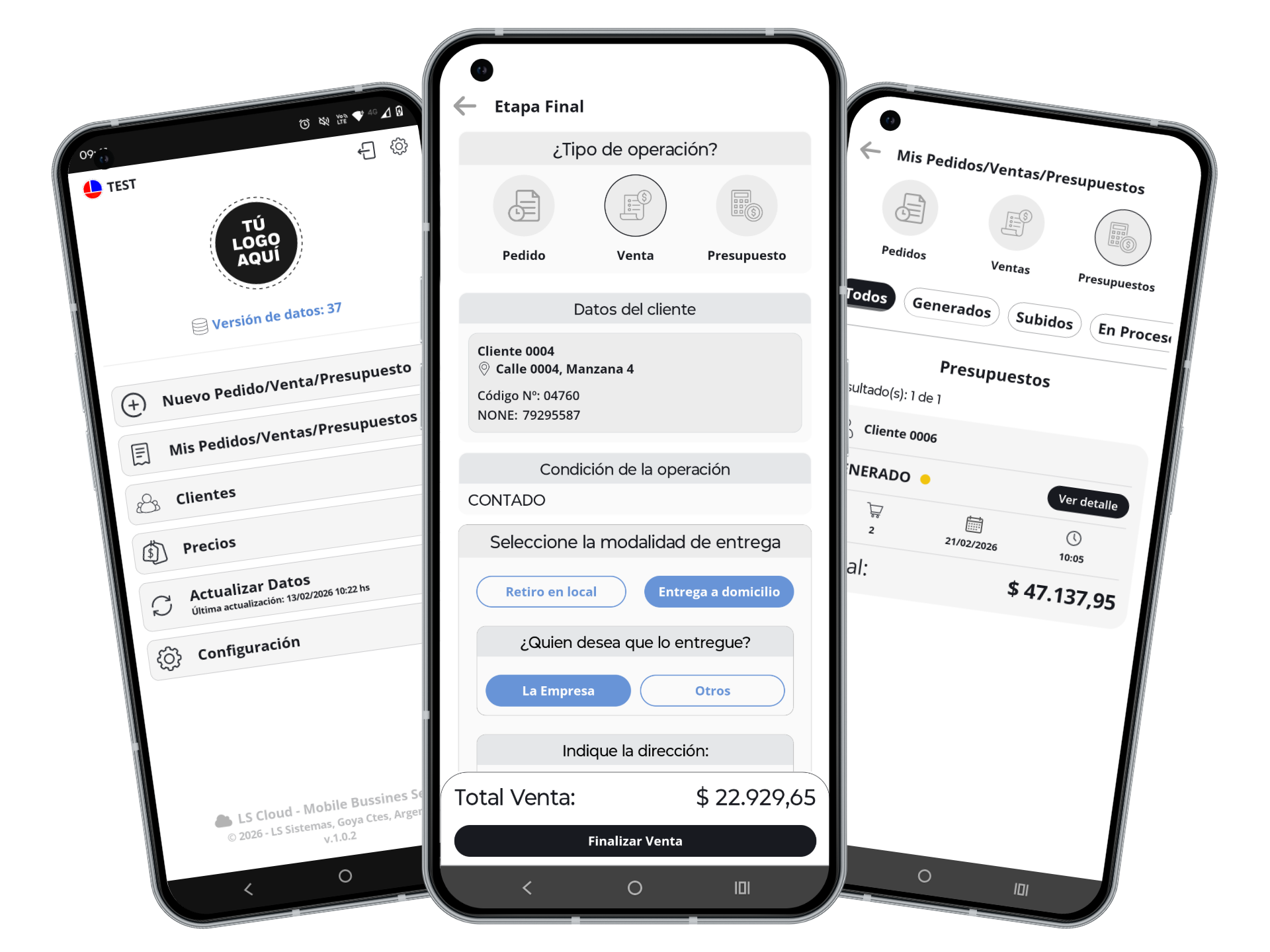 Vista previa de la App Vendedores